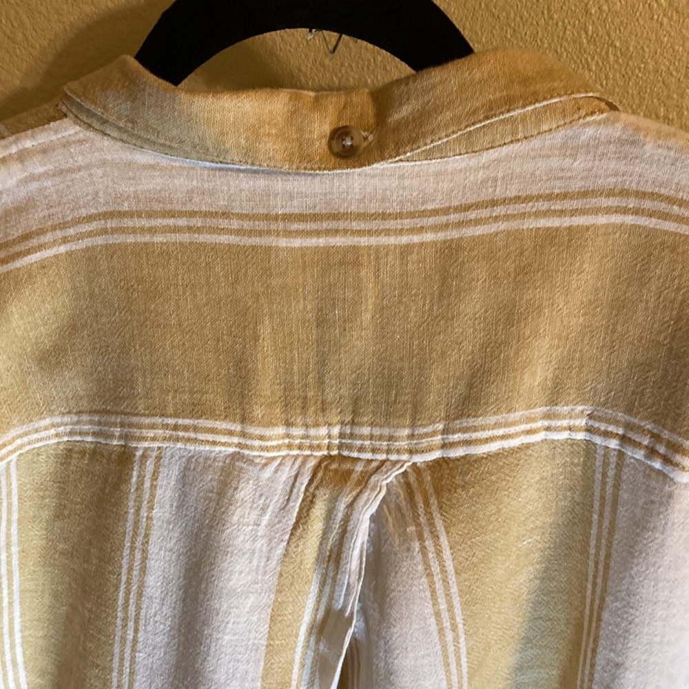 Thread & Supply Beige Striped Button Down Shirt - image 3